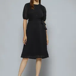 DENNISON Black Chiffon A-Line Dress-18