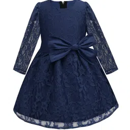 A.T.U.N. Navy Blue Floral Lace Dress-image-69