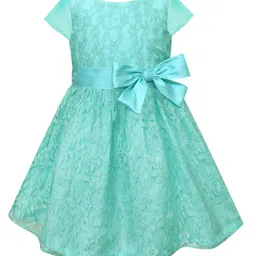 A.T.U.N. Girls Sea Green Lace Fit and Flare Dress-52