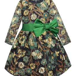 A T U N Black Floral Lace Dress with Bow-image-45