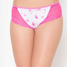Clovia Women Mid Waist Ice-Cream Print Hipster Briefs with Lace Wings PN2755A18S-image-58