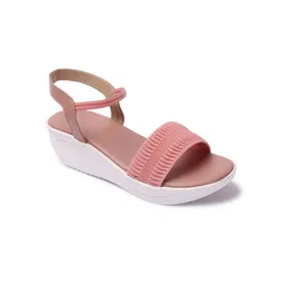 Picktoes Pink Wedge Sandals with Laser Cuts-image-2