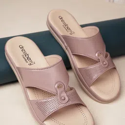 DressBerry Women Nude-Coloured Textured Open Toe Flats With Laser Cuts-15