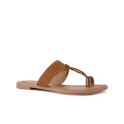 Bata Women Tan Open Toe Flats with Laser Cuts-57