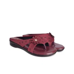 XE Looks Women Maroon Embellished Laser Cuts Flats-image-52