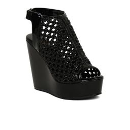 Flat n Heels Textured Wedge Heels with Laser Cuts-7