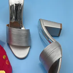 Hydes N Hues Silver-Toned Block Heels-56