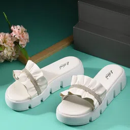 knoos Embellished Open Toe Backstrap Flatform Heels-13