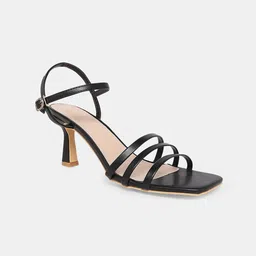 20Dresses Black Textured PU Party Kitten Pumps with Laser Cuts-14