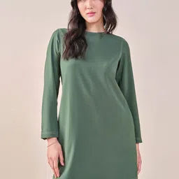 AND Boat Neck Long Sleeves A-Line Dress-image-64