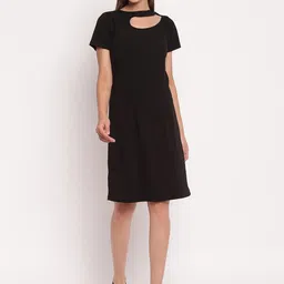 AKIMIA Women Black A-Line Dress-image-14
