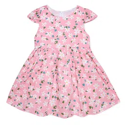 BAESD Girls Conversational Printed Flared Cap Sleeves Cotton A-Line Dress-image-63