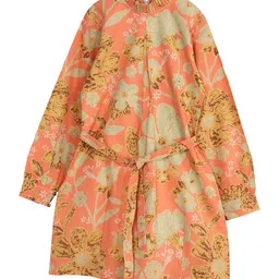 My Little Lambs Peach-Coloured Floral A-Line Dress-image-54