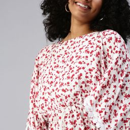 SHOWOFF White Floral A-Line Dress-image-8