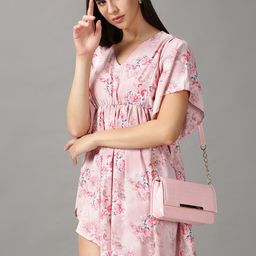 SHOWOFF Women Pink & Blue Floral A-Line Dress-image-79