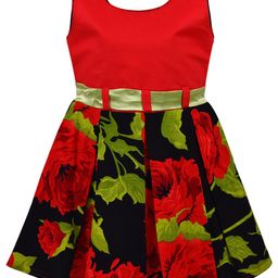 Wish Karo Red Floral A-Line Dress-image-94