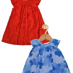 Creative Kids Infants Girls Pack of 2 Floral Self Design A-Line Dress-15