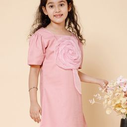 PICCOLO Girls Embellished Square Neck Puff Sleeve A-Line Dress-image-44