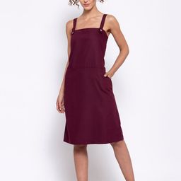 LELA Burgundy Solid A-Line Dress-8