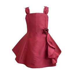 A T U N Girls Maroon Solid Fit & Flare Dress-image-35