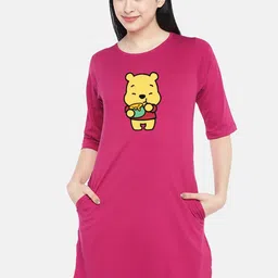 STATUS MANTRA Graphic Printed Pure Cotton T-Shirt Dress-image-95