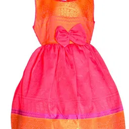BAESD Girls Self Design Sleeveless Bow Detail Silk Cotton Fit & Flare Ethnic Dress-picture-6