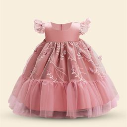 INCLUD Girls Round Neck Flutter Sleeve A-Line Dress-image-75