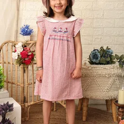 Beebay Girls Nautical Embroidered Seersucker Stripe Dress-image-49