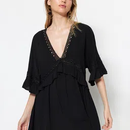 Trendyol V-Neck Flared Sleeves A-Line Dress-picture-23