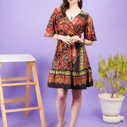 Boholyfe Bohemian Print Flared Sleeve A-Line Dress-image-59