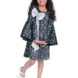 Picco Ricco Girls Floral Printed Flared Sleeve A-Line Dress-37