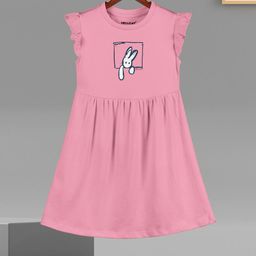 HELLCAT Girls Print Flutter Sleeve A-Line Dress-49