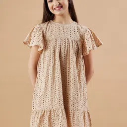 Cherry & Jerry Girls Self Designed Flared Sleeves A-Line Dress-picture-3