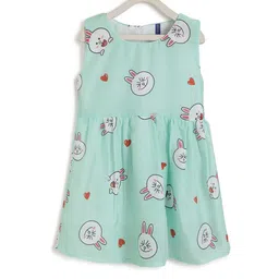 Kids On Board Sea Green Printed Dress-image-85