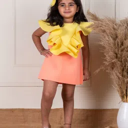 Li'l Angels Girls Flutter Sleeve Scuba Ruffle A-Line Dress-picture-22