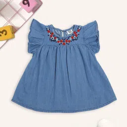 MeeMee Blue A-Line Cotton Dress-27
