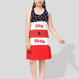 BAESD Girls Typography Printed Halter Neck A-Line Dress-image-16