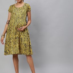 antaran Animal Printed Maternity & Feeding Cotton A-Line Dress-image-9