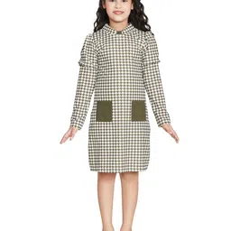 Peppermint Abstract Printed Mandarin Collar Cotton A-Line Dress-image-39