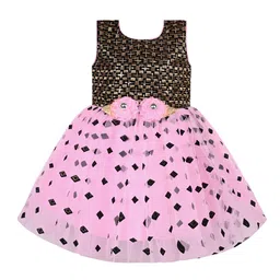 Wish Karo Baby Girls Floral Printed Round Neck Embellished Net A-Line Dress-picture-47
