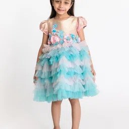 A Little Fable Girls Tie and Dye Print Net A-Line Dress-picture-0