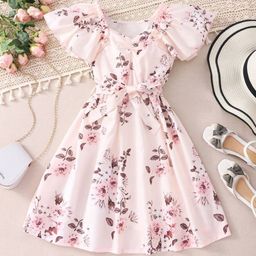 StyleCast Pink Girls Floral Printed Tie-Ups A-Line Dress-image-96