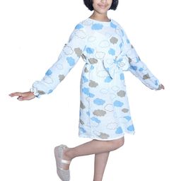 Little Musketeer Off White Floral Linen A-Line Dress-image-41