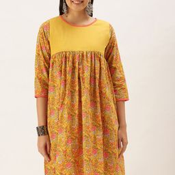 HRITIKA Floral Printed Cotton A-Line Dress-image-16