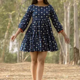 Mera Rang Floral Print A-Line Dress-image-86