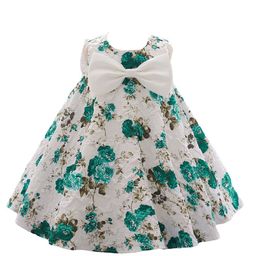 StyleCast Girls Green & White Floral Print Bow Detail A-Line Dress-image-29