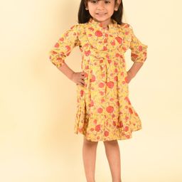 LIL PITAARA Girls Floral Printed Ruffled Cotton A-Line Dress-picture-12