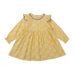 StyleCast Yellow Bohemian Printed Cotton Flared A-Line Dress-5