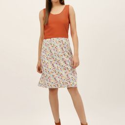 DODO & MOA Women Rust Orange Floral Print A-Line Dress-image-13