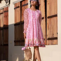 Juniper Floral Print A-Line Dress-picture-36